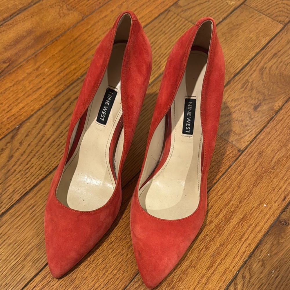 Nine West Red Heels Classic Suede Design